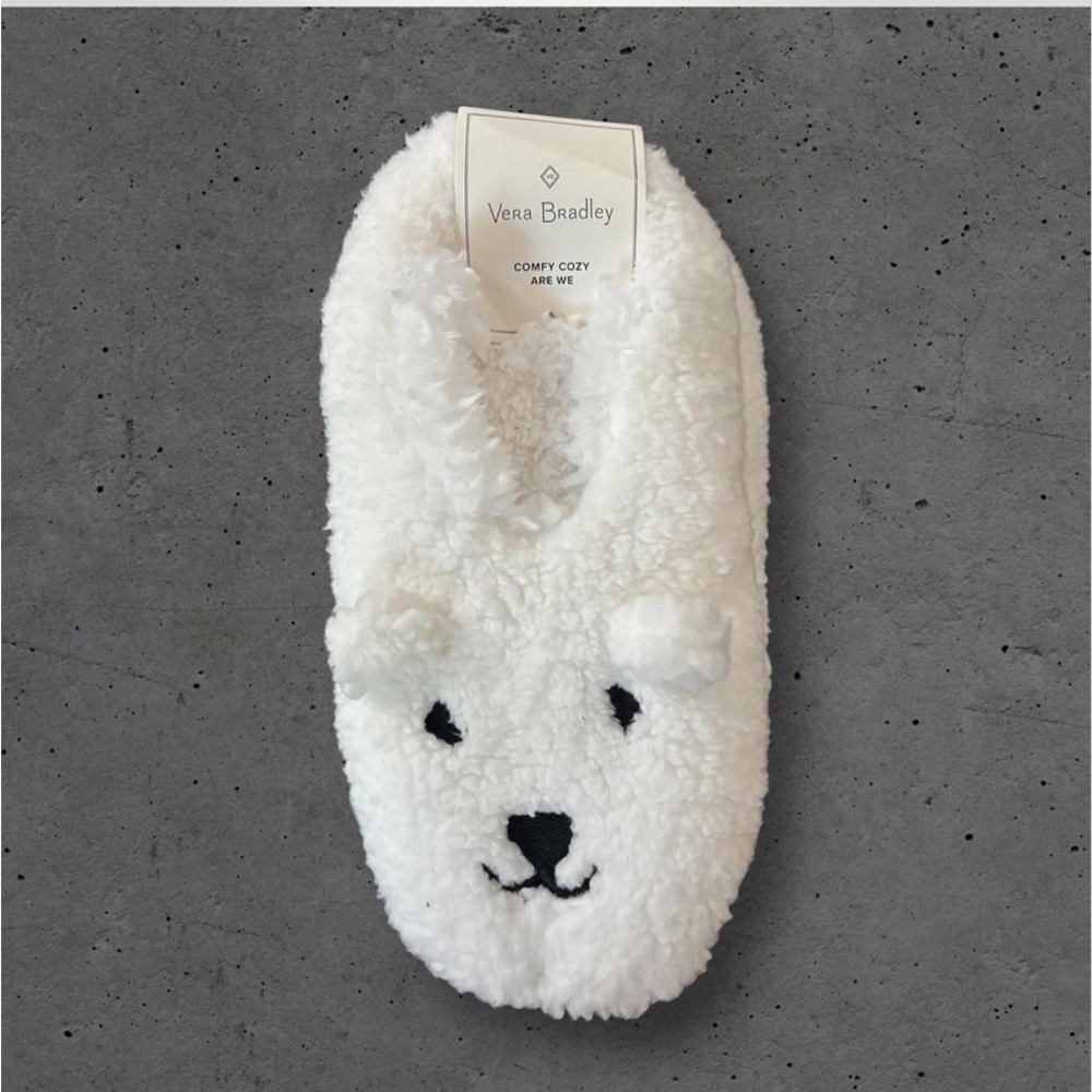 Vera Bradley White Cozy Polar Bear Slippers